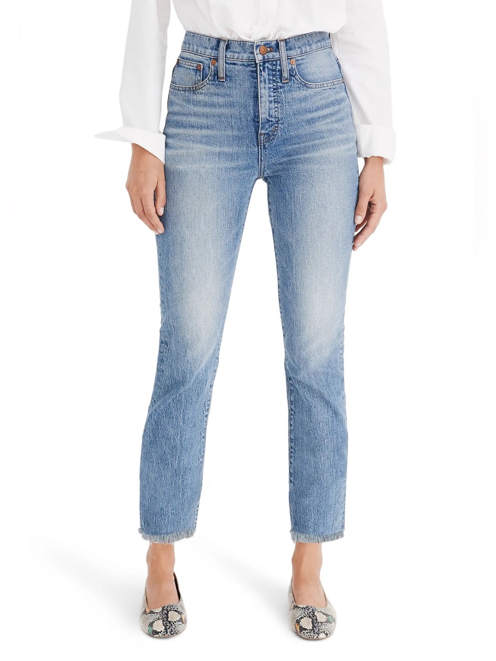 Madewell The Perfect Vintage Jean in Light Blue High-Rise Cropped Straight Jeans